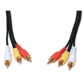 Видео кабел DeTech, 3x RCA Chinch(м) към 3x RCA Chinch(м), 1.5м, черен | JAR Computers DeTech 3x RCA Chinch(м) към 3x RCA Chinch(м) 1.5м