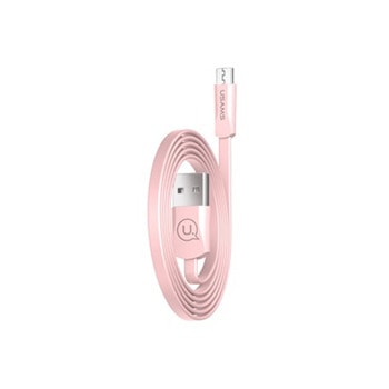 Кабел Usams U2 Micro Flat Data, от USB-A (м) към micro USB (м), 1.2м, розов | JAR Computers Кабел Usams U2 Micro Flat Data 1.2м, розов