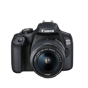 Фотоапарат Canon EOS 2000D в комплект с 2x обектива (EF-s 18-55mm f/3.5-5.6 IS II и EF 50mm f/1.8 STM), 24.1 MPix, 3.0"(7.62cm) LCD дисплей, Wi-Fi/NFC, SD слот, Mini HDMI (Type-C) | JAR Computers Canon EOS 2000D 18-55mm f3.5-5.6 II 50mm f1.8 STM