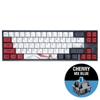 Клавиатура Ducky x Varmilo Miya Beijing Opera 65, жична, гейминг, механична, Cherry MX Blue суичове, бял/червен, USB image