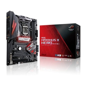 Дънна платка Asus ROG MAXIMUS X HERO(WI-FI AC), Z370, LGA1151, DDR4, PCI-E(DP&HDMI)(SLI&CFX), 6x SATA 6Gb/s, 2x M.2(2280) sockets, 1x USB 3.1 Type C, 4x USB 3.1 Gen1, Aura RGB подсветка, ATX | JAR Computers Asus Republic Of Gamers MAXIMUS X HERO (WI-FI AC)
