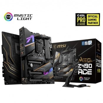 Дънна платка MSI MEG Z490 ACE, Z490, LGA1200, DDR4, PCI-E 3.0, 6x SATA 6Gb/s, 3x M.2, 1x USB 3.2 Gen2x2 Type C, Wi-Fi, Bluetooth, ATX | JAR Computers MSI MEG Z490 ACE