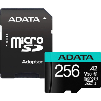 Карта памет 256GB microSDXC с адаптер, A-Data Premier Pro, UHS-I U3 Class 10, скорост на четене до 100MB/s, скорост на запис до 85MB/s | JAR Computers Adata AUSDX256GUI3V30SA2-RA1