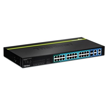 Суич TRENDnet TPE-224WS, 100Mbps, 28x ports, PoE, 2x Gigabit Mini-GBIC slots | JAR Computers Switch TRENDnet TPE-224WS