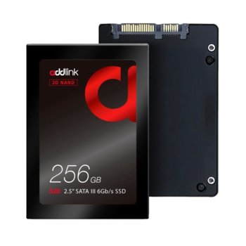 Памет SSD 256GB Addlink S20, SATA 6 Gb/s, 2.5" (6.35cm), скорост на четене 510 MB/s, скорост на запис 400 MB/s | JAR Computers Addlink 256GB S20 SATA III 6Gb/s 2.5in
