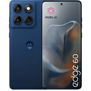 Смартфон Motorola Edge 60 (Pantone Gibraltar Sea), поддържа 2 SIM карти, 6.67" (16.94 cm) P-OLED 120Hz дисплей, осемядрен Mediatek Dimensity 7300, 8GB RAM, 256GB Flash памет (+MicroSD слот), 50.0 + 10.0 + 50.0 & 50.0 Mpix камери, Android | JAR Computers Motorola Edge 60 PB7H0004RO