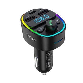 FM Трансмитер Earldom ET-M78, от 87.5 до 108.0MHz, QC 3.0, Bluetooth, 2x USB-A, 1x USB-C, слот за microSD карта, черен | JAR Computers FM Трансмитер Earldom ET-M78