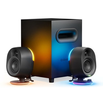 Тонколони Steelseries Arena 7, 2.1, max 100W RMS, RGB подсветка, 3.5mm жак, Bluetooth, USB, черни | JAR Computers аудио система steelseries arena 7