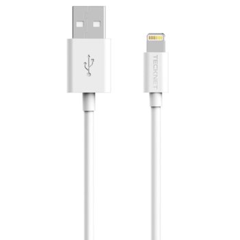 Кабел TeckNet P201, Lightning to USB, за iPhone, iPad, iPod, 2m., бял | JAR Computers TeckNet P201