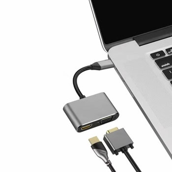 Преходник DeTech USB-C to HDMI+VGA 17842