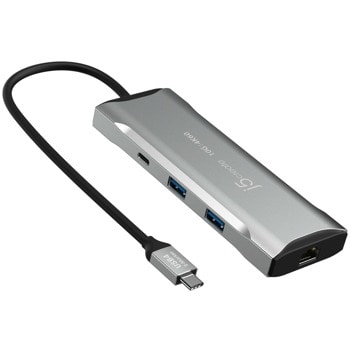 Докинг станция j5create JCD393, от USB-C към 1x USB-C, 1x USB-C (PD), 2x USB-A, 1x HDMI (4K@60Hz), 1x RJ45, 1x SD четец, 1x MicroSD четец, сива | JAR Computers j5create JCD393 Elite