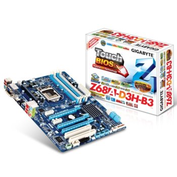 Дънна платка Gigabyte Z68A-D3H-B3, Z68, LGA1155, DDR3 @ 2133MHz, 2xPCI-E(SLi/CF)(HDMI & DVI), SB7.1, Lan1000, 2xSATA 6Gb/s RAID 0,1,5,10, 2xUSB3.0, ATX | JAR Computers Gigabyte Z68A-D3H-B3