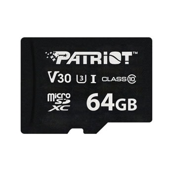 Карта памет 64GB microSDXC, Patriot VX Series, UHS-I U3 V30, скорост на четене до 90MB/s, скорост на запис до 80MB/s | JAR Computers Patriot 64GB VX Series SDXC V30 PSF64GVX31MCX
