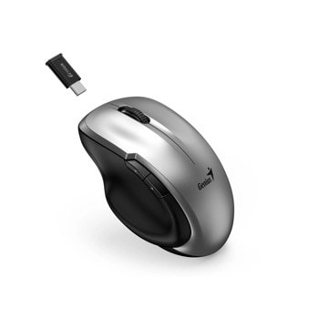 Мишка Genius Ergo 8200S Silent, безжина, оптична 1200 dpi, сива, USB Type C | JAR Computers Мишка Genius Ergo 8200S Silent сива