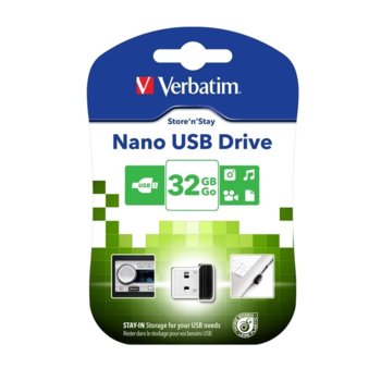 Памет 32GB USB Flash Drive, Verbatim Nano, USB 2.0, черна | JAR Computers Verbatim 32GB USB 2.0 Nano