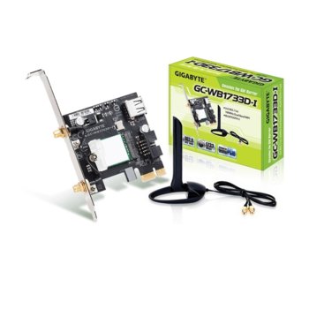 Мрежови адаптер Gigabyte GC-WB1733D-I, 1733Mbps, 2.4 GHz & 5 GHz, 802.11ac, Bluetooth, PCI Express | JAR Computers Gigabyte GC-WB1733D-I