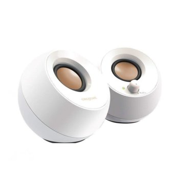 Тонколони Creative Pebble, 2.0, RMS 4.4W, 3.5mm жак, USB, бели | JAR Computers Creative Pebble white