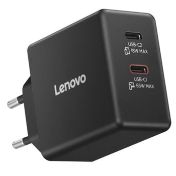 Lenovo Dual USB-C 65W GaN Charger Black 40AW065BEU