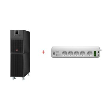 UPS APC Easy-UPS SRV SRV10KI, 10000VA/10000W, LCD, Double Conversion Online, Tower + подарък APC Essential SurgeArrest PM5U-GR, 5 outlets 5V, 2.4A 2 port USB charger, 230V | JAR Computers APC Easy-UPS SRV 10000VA 230V SRV10KI + PM5U-GR