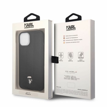Quilted Puffy Ikonik Logo за iPhone 14 Plus черен