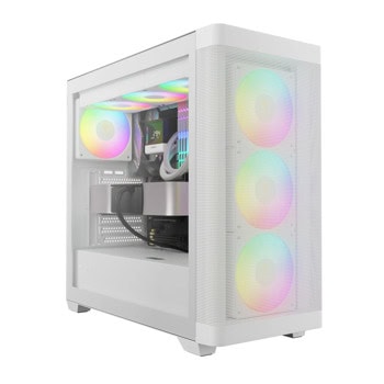 Кутия Gamdias ATHENA M3 WH, EATX/ATX/microATX/Mini-ITX, 1x USB 3.0, 4x 120mm ARGB вентилатора, с прозорец, бяла, без захранване | JAR Computers Gamdias ATHENA M3 WH