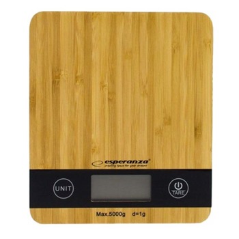 Кухненски кантар Esperanza Bambus Tabletop (EKS005), дигитален, до 5 кг, точност до 1гр, LCD дисплей, функция тара, автоматично изключване, кафяв image