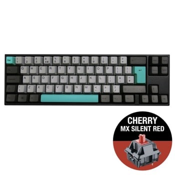 Клавиатура Ducky x Varmilo Miya Mac Moonlight 65, жична, гейминг, механична, Cherry MX Silent Red суичове, бяла подсветка, бял/син, USB image