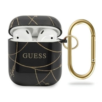 Защитен калъф Guess Gold Chain за Apple Airpods / Apple Airpods 2, черен | JAR Computers Guess Gold Chain GUACA2TPUCHBK