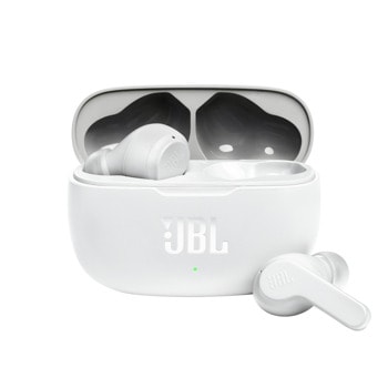 Слушалки JBL Wave 200TWS (JBLW200TWSWHT), безжични, микрофон, Bluetooth, тип "тапи", кутия за зареждане, до 5 часа време на работа, бели | JAR Computers Слушалки JBL Wave 200TWS бели