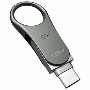 Памет 128GB USB Flash Drive, Silicon Power Mobile C80 Titanium, USB-C 3.2, сребриста | JAR Computers Silicon Power 128GB Mobile C80 SP128GBUC3C80V1S