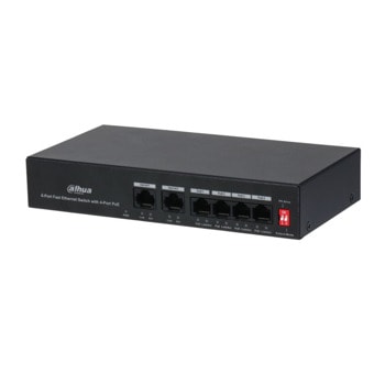 Суич Dahua PFS3006-4ET-36, 1000Mbps, 6 порта, 4x 10/100M RJ-45 PoE, 2x 10/100M RJ-45 uplink | JAR Computers Dahua PFS3006-4ET-36