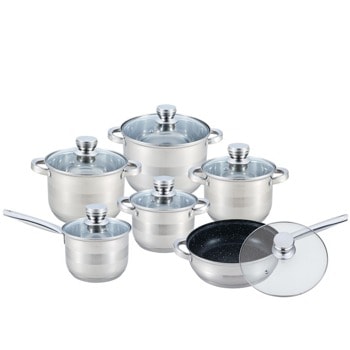 Комплект съдове Zephyr ZP 1210 LI12M, инокс, 12 части, сребрист | JAR Computers ZEPHYR ZP 1210 LI12M