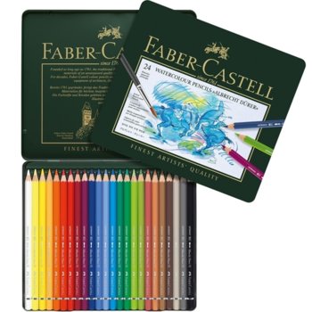 Цветни моливи Faber-Castell Albrecht Durer, различни цветове, 24 бр., метална кутия | JAR Computers Faber-Castell Albrecht Durer 24 цвята метална кути