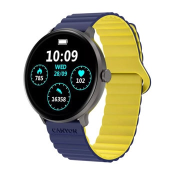Смарт часовник Canyon Jacky SW-69, 1.3" (3.3cm) дисплей, Bluetooth, сърдечен ритъм, кислород в кръвта, IP68 защита, до 9 дни време на работа, син | JAR Computers Canyon Jacky SW-69 Blue/Yellow CNS-SW69BL