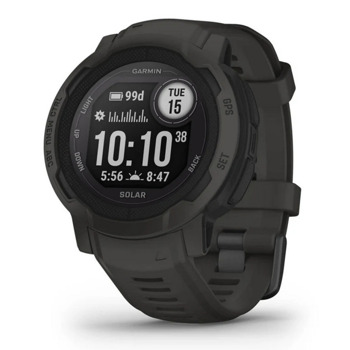 Смарт часовник Garmin Instinct 2 Solar Graphite, два прозореца 0.9" x 0.9" (2.3cm x 2.3cm) MIP дисплей, 32MB вградена памет, соларно зареждане, GPS, 10 ATM, Bluetooth, ANT+, до 28 дни време за работа, компас, черен | JAR Computers Garmin Instinct 2 Solar Graphite 010-02627-00