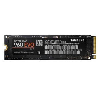 Памет SSD 1TB Samsung 960 EVO, NVMe 1.1, M.2, скорост на четене 3200MBs, скорост на запис 1900MBs | JAR Computers Samsung SSD 960 EVO M2 PCIe 1TB
