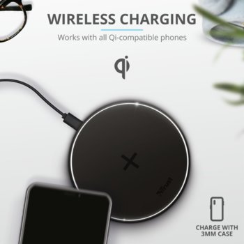 TRUST Qylo Fast Wireless Charging Pad Black 23599