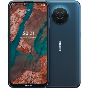 Смартфон Nokia X20 Midnight Blue (тъмносин), поддържа 2 SIM карти, 6.67" (16.94 cm) HD+ IPS дисплей, осемядрен Qualcomm SM4350 Snapdragon 480 5G, 6GB RAM, 128GB Flash памет (+microSD слот), 64.0 + 5.0 + 2.0 + 2.0 & 32.0 MPix камера, Android, 220g | JAR Computers Nokia X20 Midnight Blue 101QKSLVH040