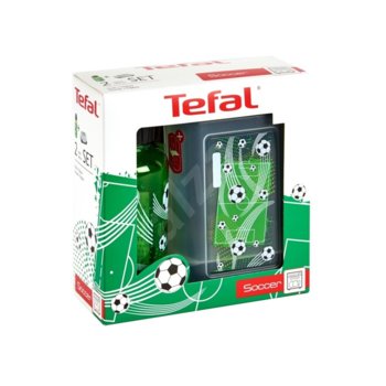 Кутия за съхранение Tefal Kids Set Tritan Soccer, със бутилка 0.4L, с капак, пластмаса, фубтолна | JAR Computers Tefal Kids Set Tritan Soccer