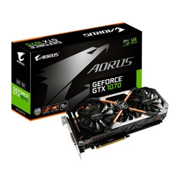 Видео карта nVidia GeForce GTX 1070, 8GB, Gigabyte AORUS GV-N1070AORUS-8GD, PCI-E 3.0, GDDR5, 256 bit, 3x Display Port, HDMI, DVI | JAR Computers Gigabyte AORUS GV-N1070AORUS-8GD