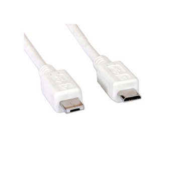 Кабел Roline 11.99.8753, от USB micro B(5-pin) към USB micro A(м), 1.8m, бял, 480 Mbit/s | JAR Computers Roline USB microB(5-pin)-USBmicroA(м) 11.99.8753