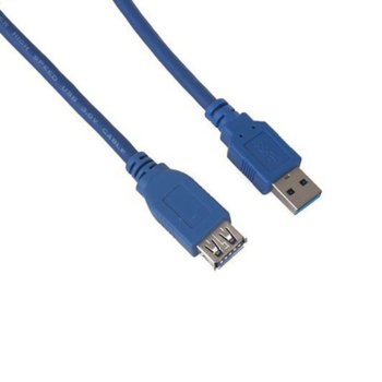 Кабел VCom, USB 3.0 A(м) към USB 3.0 A(ж), син, 1.8м | JAR Computers Кабел USB A(м) към USB A(ж) CU302-1.8m