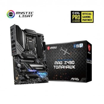 Дънна платка MSI MAG Z490 TOMAHAWK, Z490, LGA1200, DDR4, PCI-E 3.0, (DisplayPort&HDMI),(CF), 6x SATA 6Gb/s, 2x M.2, 1x USB 3.2 Gen2 Type A, ATX | JAR Computers MSI MAG Z490 TOMAHAWK