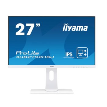 Монитор IIYAMA XUB2792HSU-W1, 27" (68.58 cm) IPS панел, 75Hz, Full HD, 4ms, 80M:1, 250 cd/m2, DisplayPort, HDMI, VGA, USB HUB image