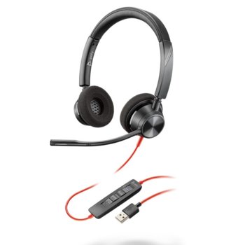 Слушалки Plantronics Blackwire 3320 MS (214012-01), USB Type A, шумопотискащ микрофон, гъвкаво рамо, оптимизирани за Microsoft Teams/Skype for Business, черни | JAR Computers Plantronics Blackwire 3320 MS, USB-A