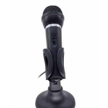 Микрофон Gembird MIC-D-04, стойка за бюро, 1.3 м дължина на кабела, AUX, черен | JAR Computers Gembird MIC-D-04