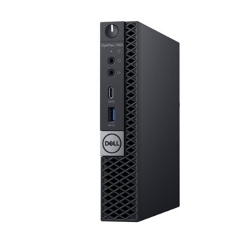 Настолен компютър Dell OptiPlex 7060 MFF (N030O7060MFF), шестядрен Coffee Lake Intel Core i7-8700T 2.4/4.0 GHz, 16GB DDR4, 256GB SSD, 1x USB 3.1 Gen 2 (Type-C), клавиатура и мишка, Linux | JAR Computers Dell OptiPlex 7060 MFF N030O7060MFF