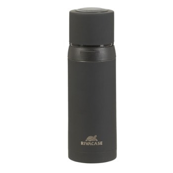 Термос Rivacase 90311BK, 500 ml, неръждаема стомана, дизайн с двойни стени, гумирано дъно, карабина за носене, запазване на топлината до 8 часа, запазване на студени напитки до 24 часа, черен | JAR Computers Rivacase 90311BK