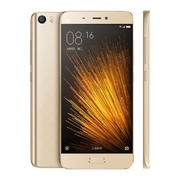 Xiaomi Mi5 (златист) поддържа 2 sim карти, 5.15"(13.08 сm), четири-ядрен Snapdragon 820 (дву-ядрен Kryo 2.15 GHz & дву-ядрен Kryo 1.6 GHz), 3GB RAM, 64GB Flash памет, 16.0 & 4.0 Mpix camera, Android, 129g. | JAR Computers Xiaomi Mi5 3GB RAM 64GB ROM Golden XI145