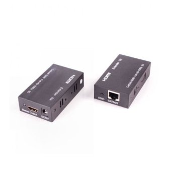 Екстендър HDMI over LAN, от HDMI(ж) към HDMI(ж) през LAN кабел Cat 5E/6(RJ45), до 30м, 2x устройства image